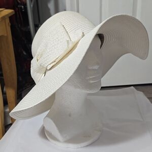 August Hat Company Elegant Off White Floppy Sun Hat with Bow 100% Paper